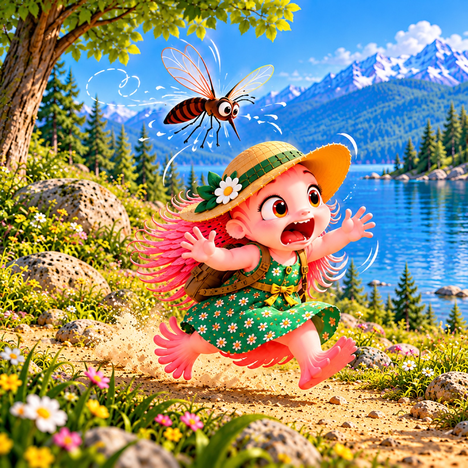 Marjote surprise par un insecte